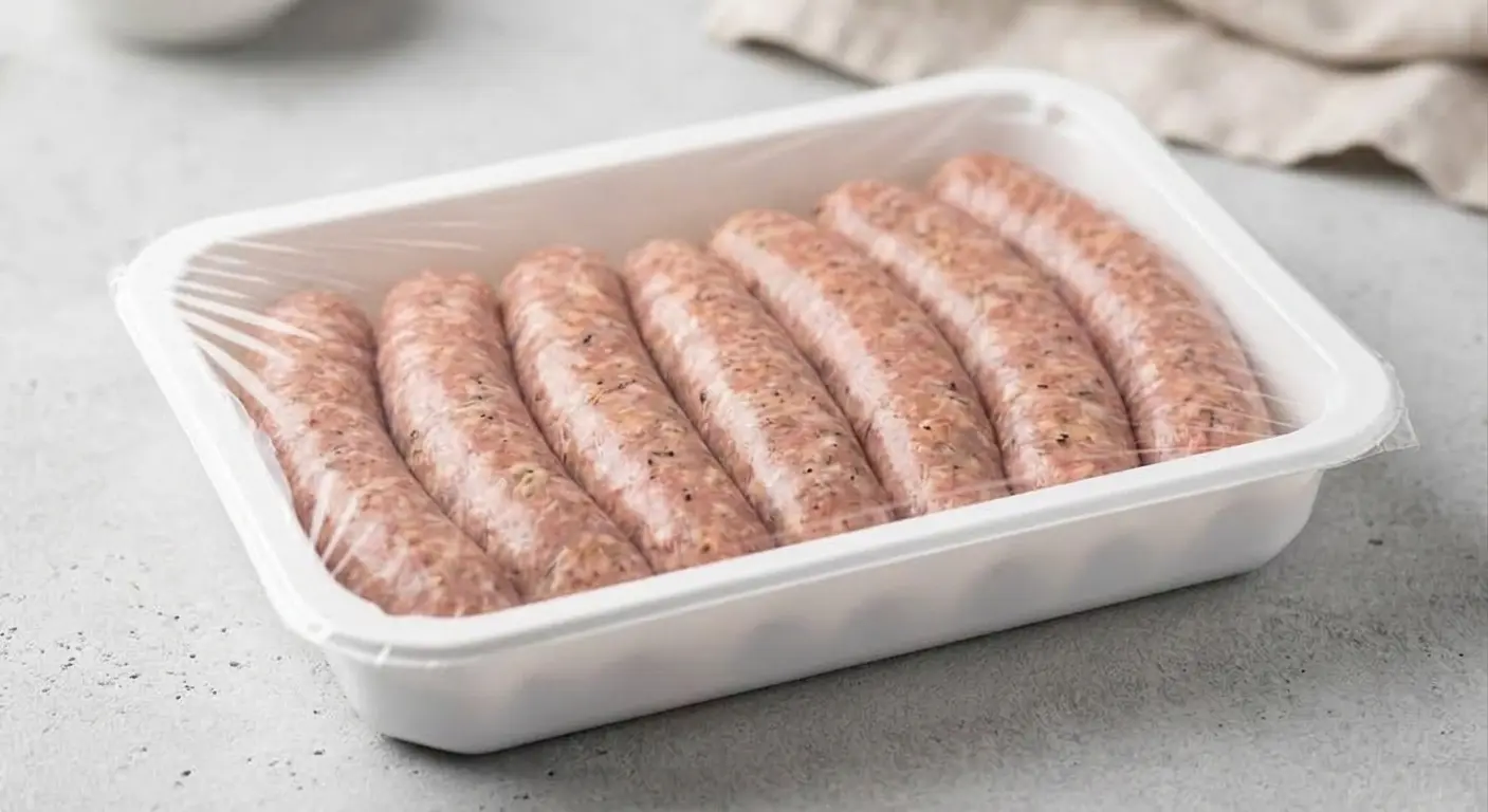 A sealed 1kg tray of raw Rabbit Space Africa sausages